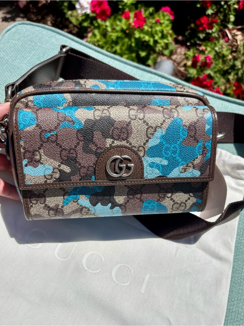 Gucci Brown and Blue GG Camouflage Crossbody Bag